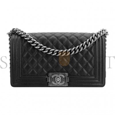 CHANEL MASTER CAVIAR QUILTED MEDIUM BOY FLAP BLACK A67086 (25*15*9cm)